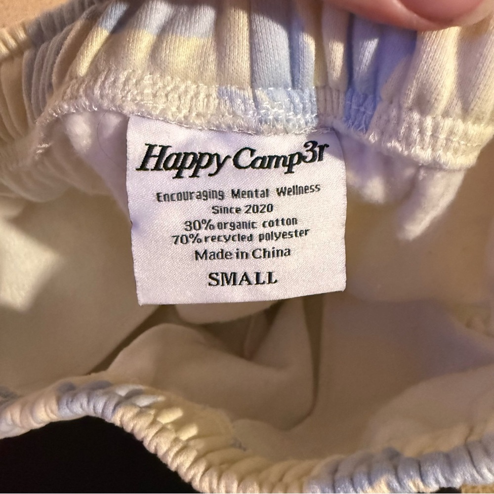 HappyCamp3r Bow Print Joggers Coquette Sweatpants Cream Blue Size Small - Picture 6 of 7